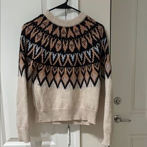 Beige and Black Patterned Women's Sweater